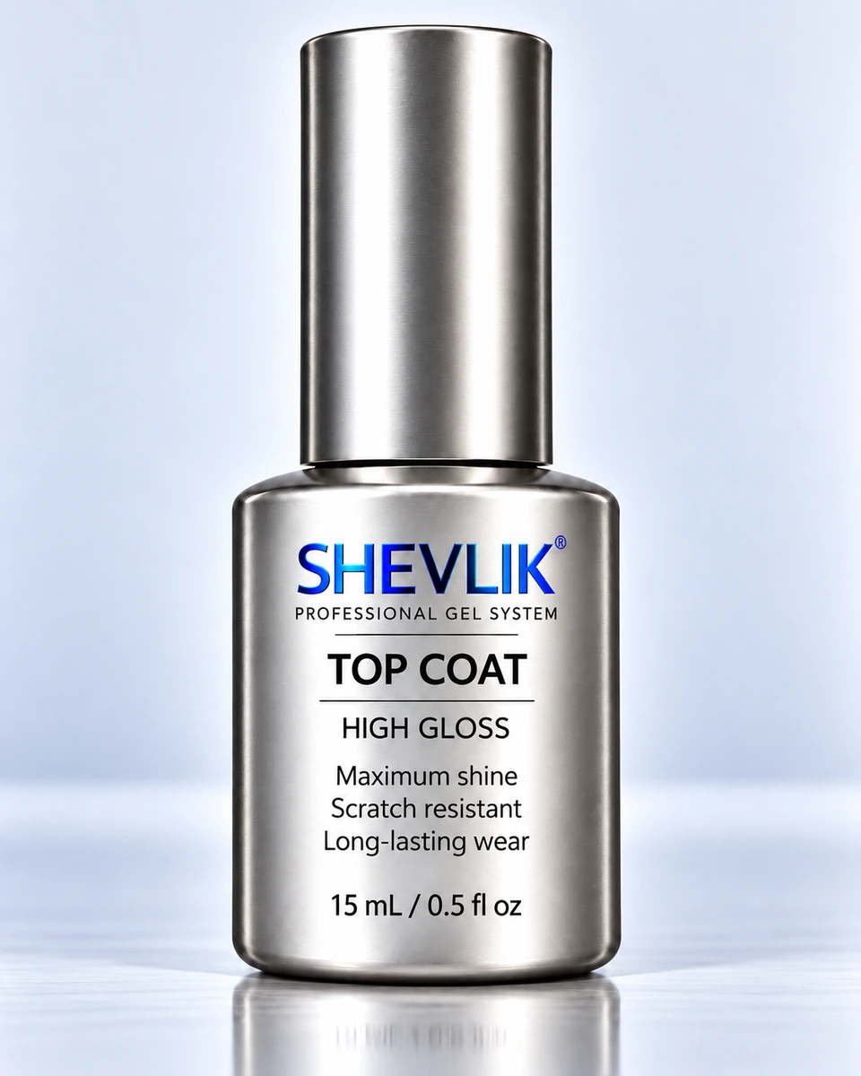 SHEVLIK Top Coat - front of the 15 mL bottle